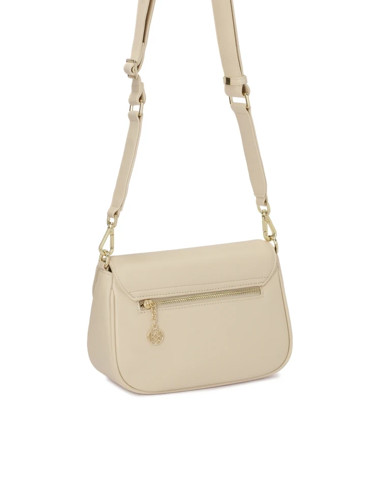 Kazar Cream Handbag With A Pocket In The Flap
