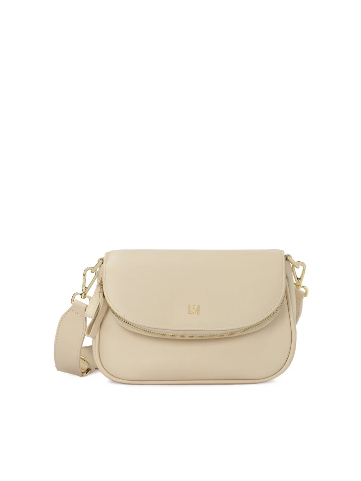 kazar Cream handbag with a pocket in the flap