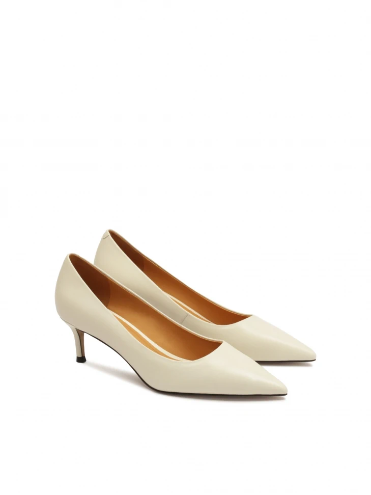 Kazar Cream Kitten Heeled Pumps