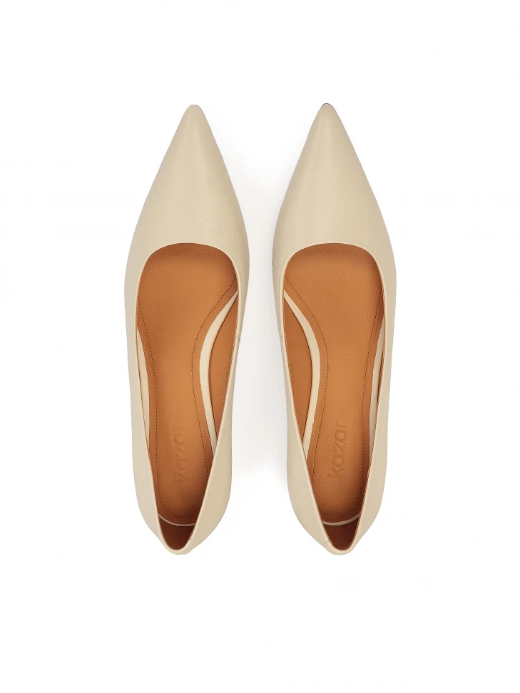 Kazar Cream Kitten Heeled Pumps