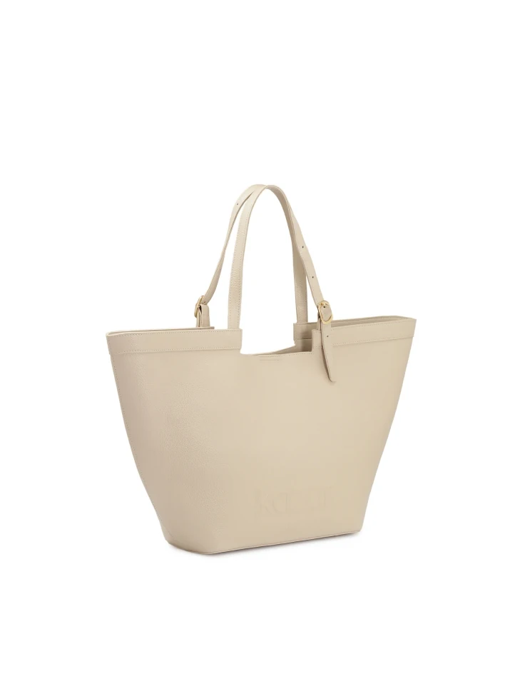Kazar Cream Large Shoulder Bag In Smooth Leather