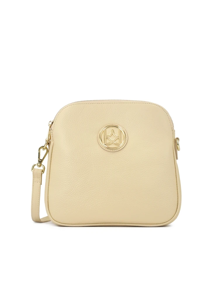 kazar Cream leather postbag with two compartments