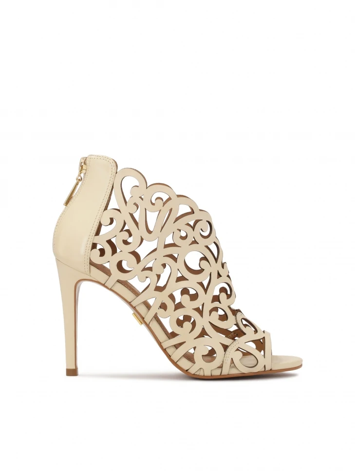 kazar Cream peep toe boots with openwork pattern
