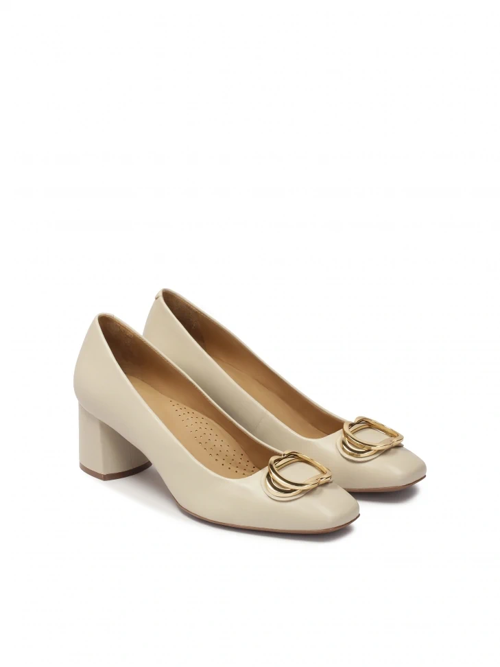 Kazar Cream Pumps With Comfort Insole
