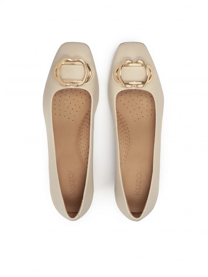 Kazar Cream Pumps With Comfort Insole