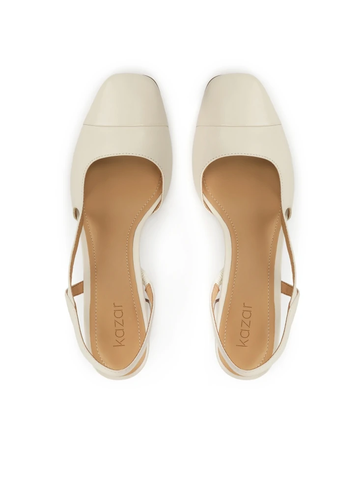 Kazar Cream Pumps With Cut-out Upper