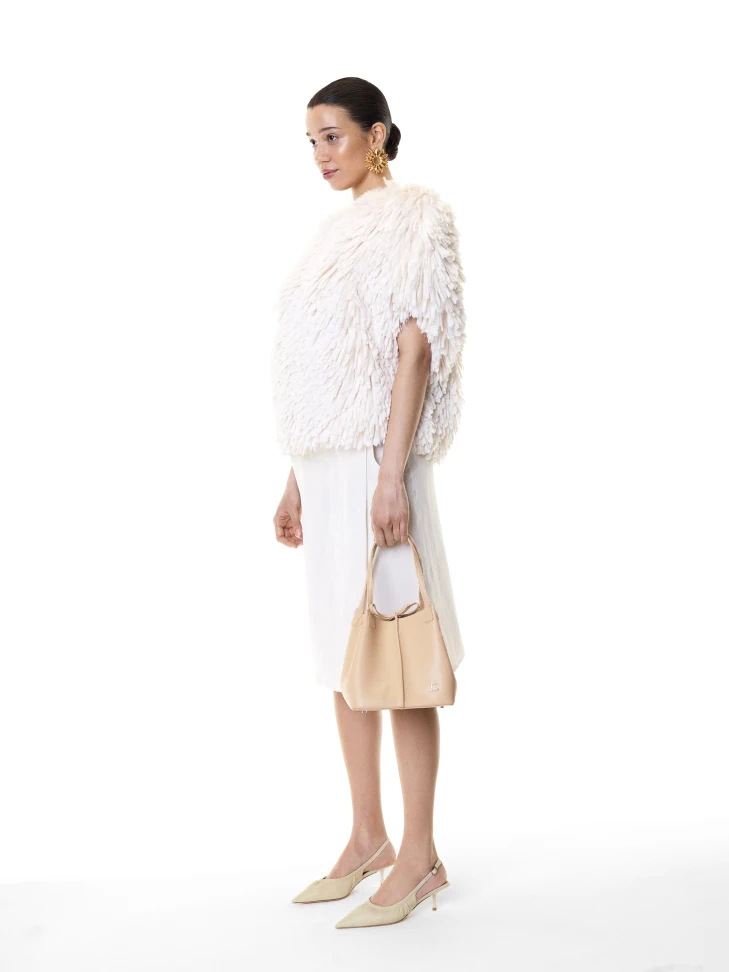 Kazar Cream Pumps With Open Heel