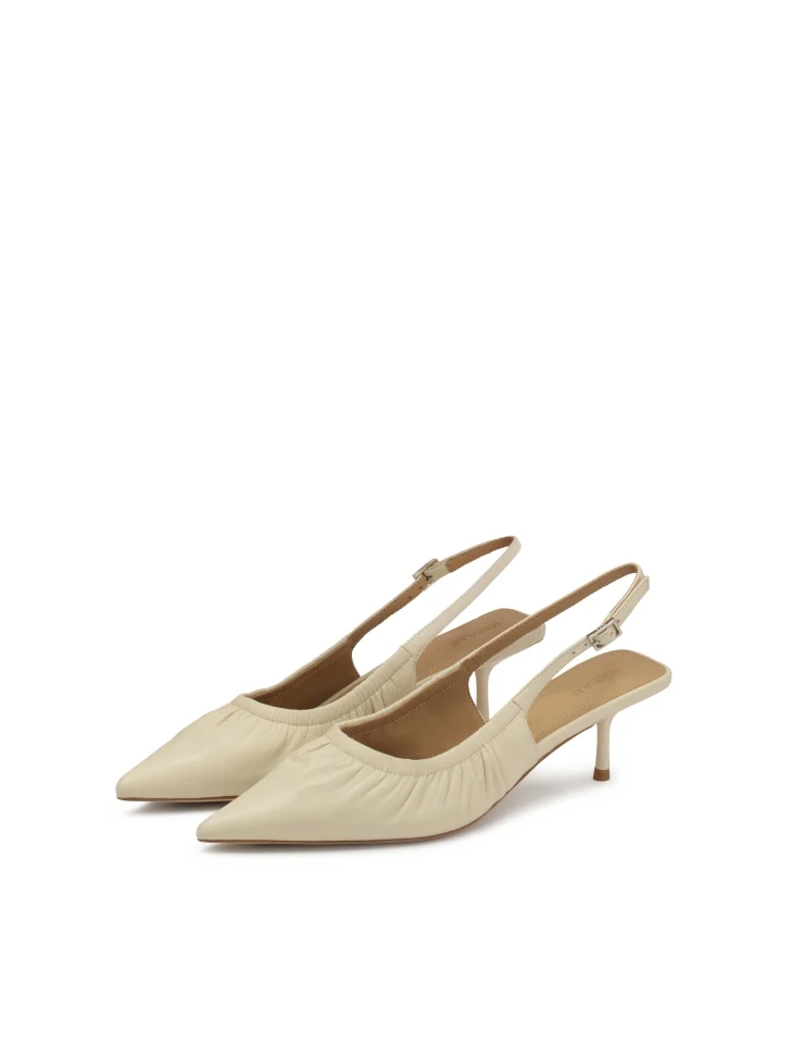 Kazar Cream Pumps With Open Heel