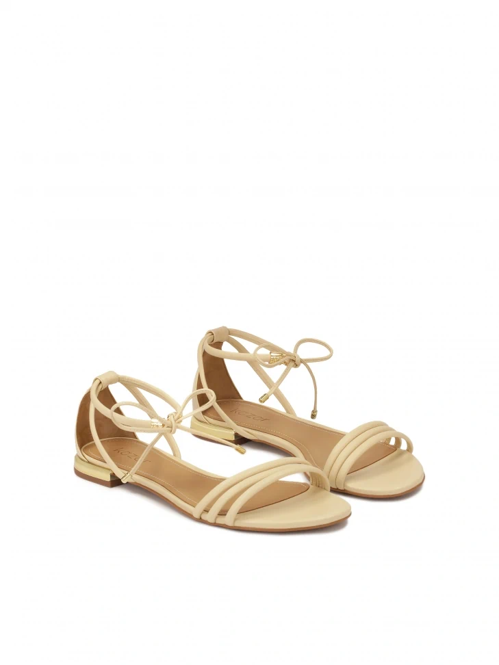 Kazar Cream Sandals With Binding And Full Heel