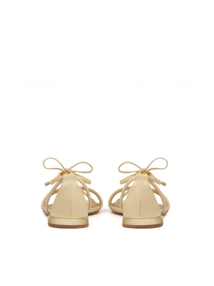 Kazar Cream Sandals With Binding And Full Heel
