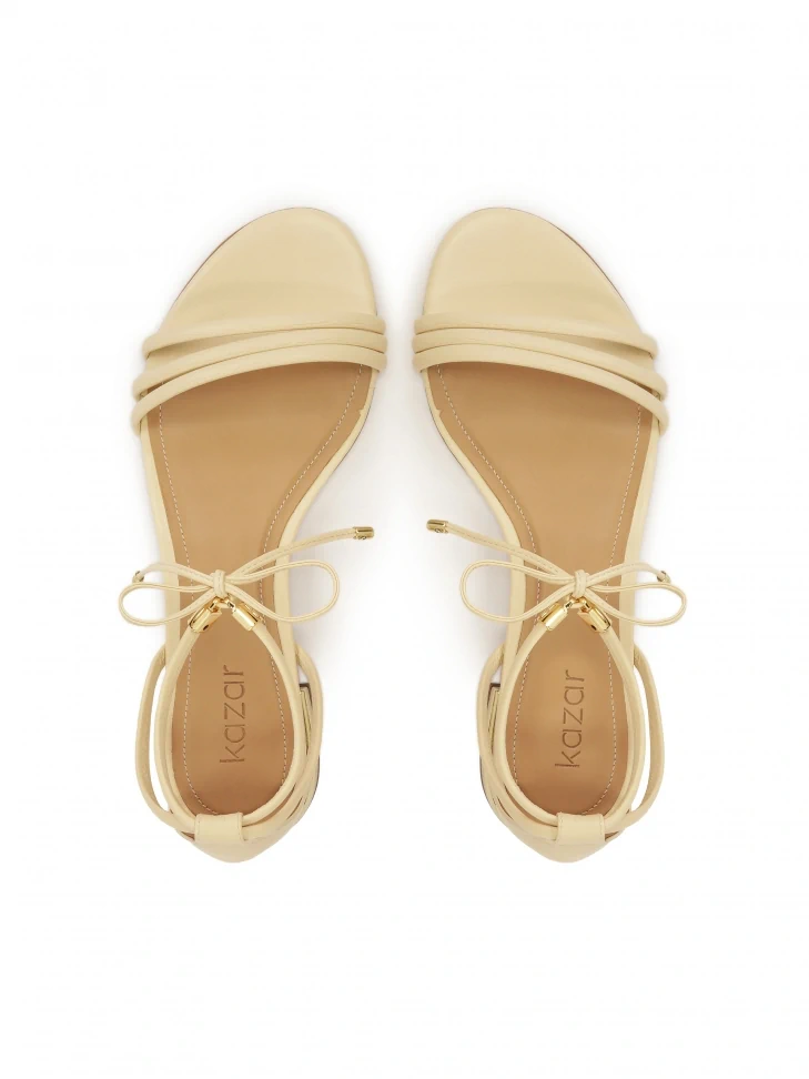 Kazar Cream Sandals With Binding And Full Heel