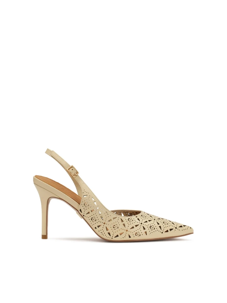 kazar Cream slingback pumps with openwork pattern