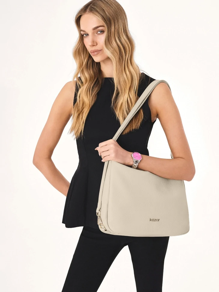 Kazar Cream Zippered Mailbag