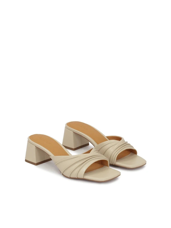 Kazar Creased Leather Heeled Mules