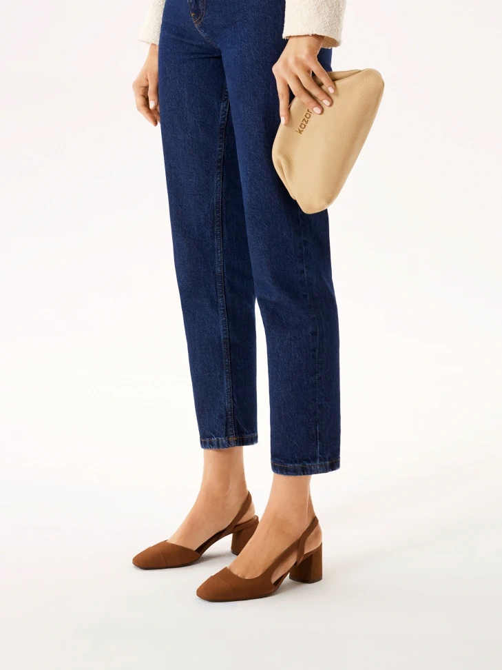 Kazar Cut-out Nubuck Chunky Heel Pumps