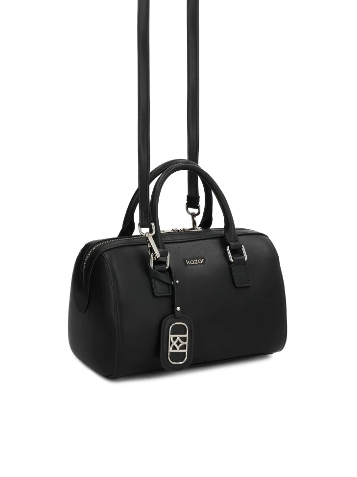 Kazar Cylindrical Black Leather Handbag