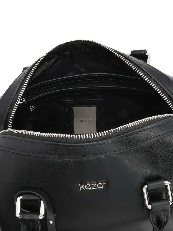 Kazar Cylindrical Black Leather Handbag