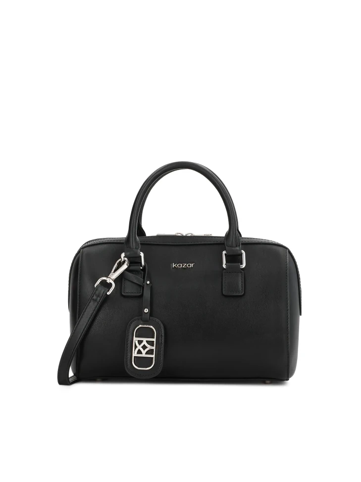 kazar Cylindrical black leather handbag