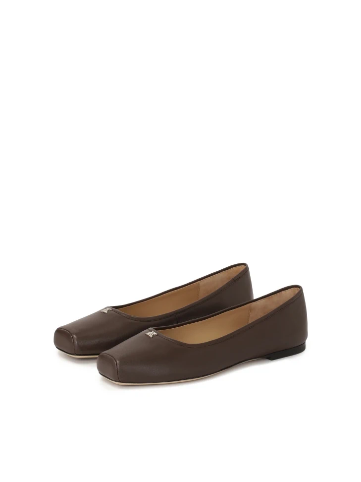 Kazar Dark Brown Ballerinas With Square Nose