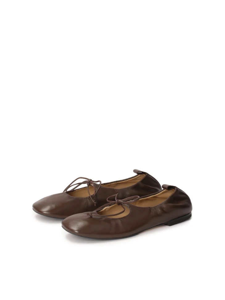 Kazar Dark Brown Ballerinas With Tied Thong