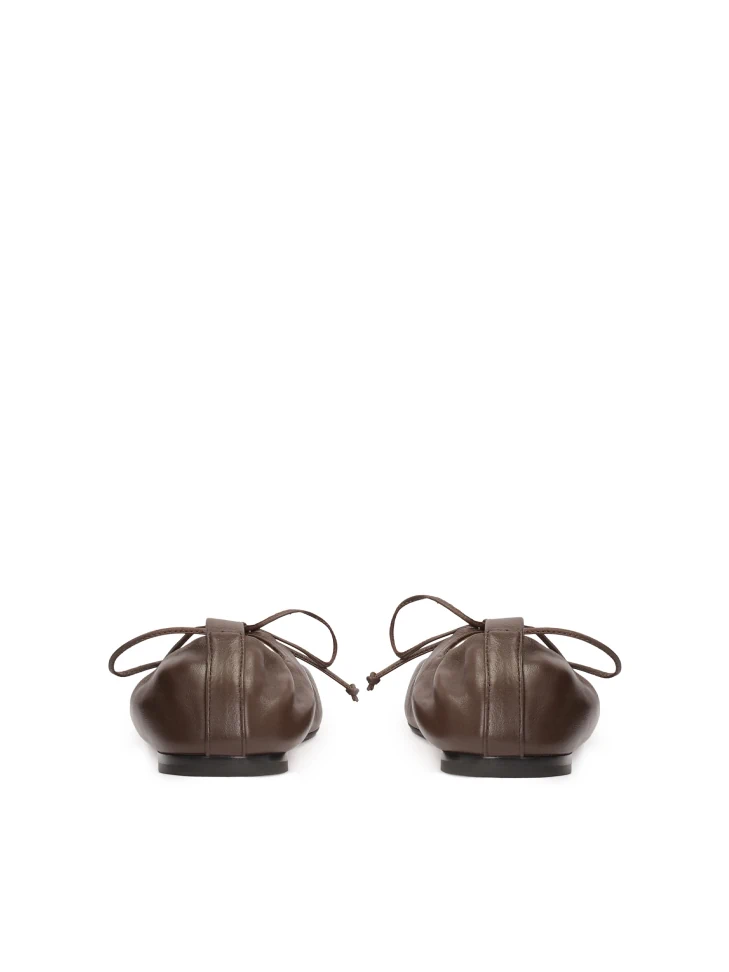 Kazar Dark Brown Ballerinas With Tied Thong