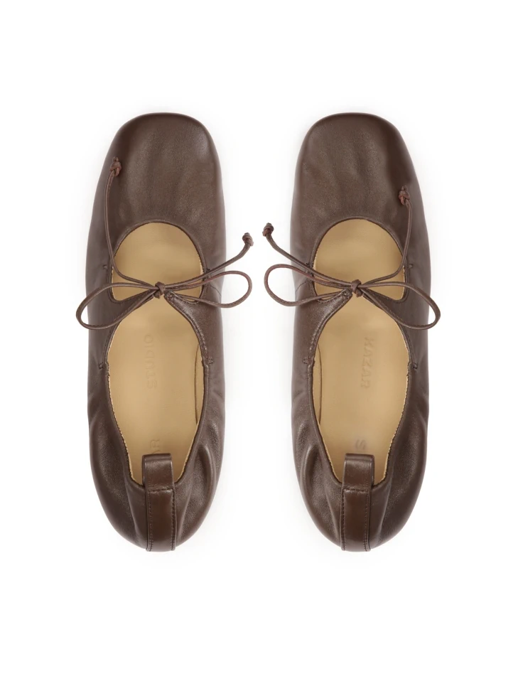 Kazar Dark Brown Ballerinas With Tied Thong