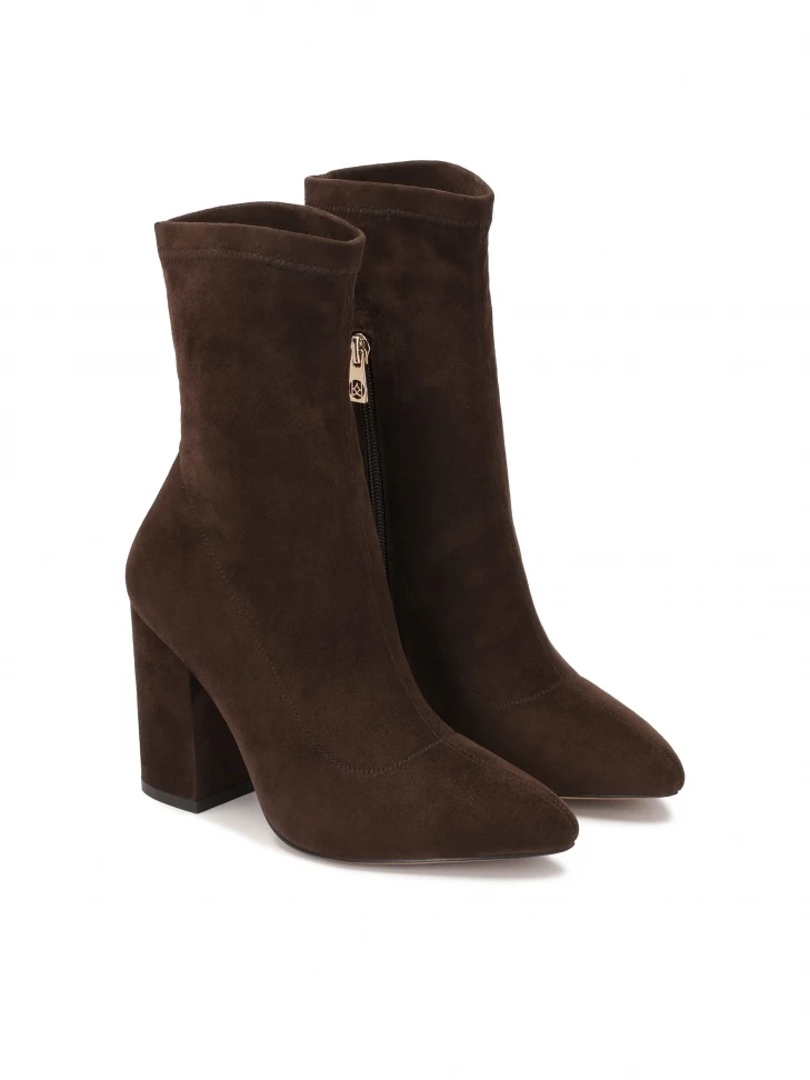 Kazar Dark Brown Fabric Boots With A Post