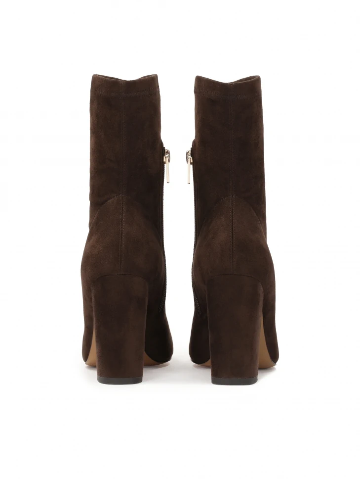 Kazar Dark Brown Fabric Boots With A Post