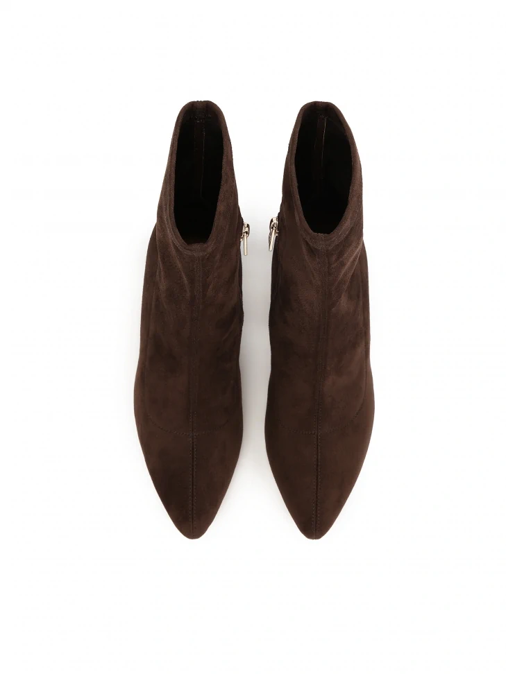 Kazar Dark Brown Fabric Boots With A Post