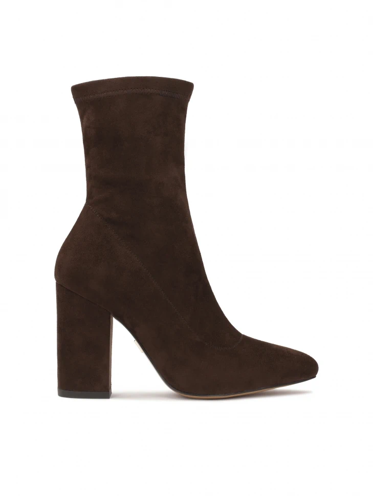 kazar Dark brown fabric boots with a post