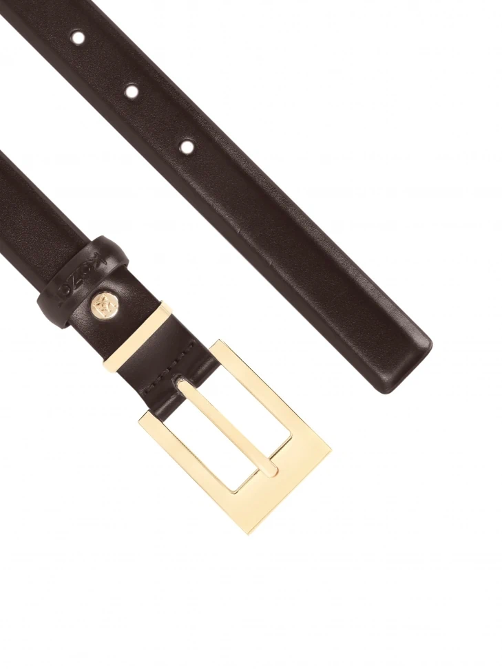 Kazar Dark Brown Leather Belt With Gold Buckle