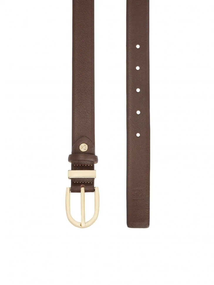 Kazar Dark Brown Leather Belt With Narrow Profile