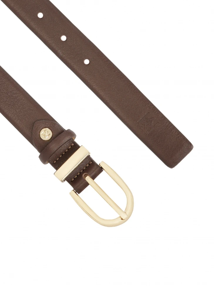 Kazar Dark Brown Leather Belt With Narrow Profile