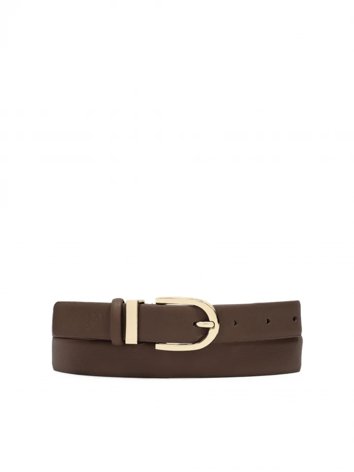 kazar Dark brown leather belt with narrow profile