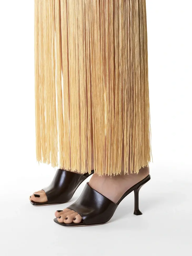 Kazar Dark Brown Mules With A Cup Heel