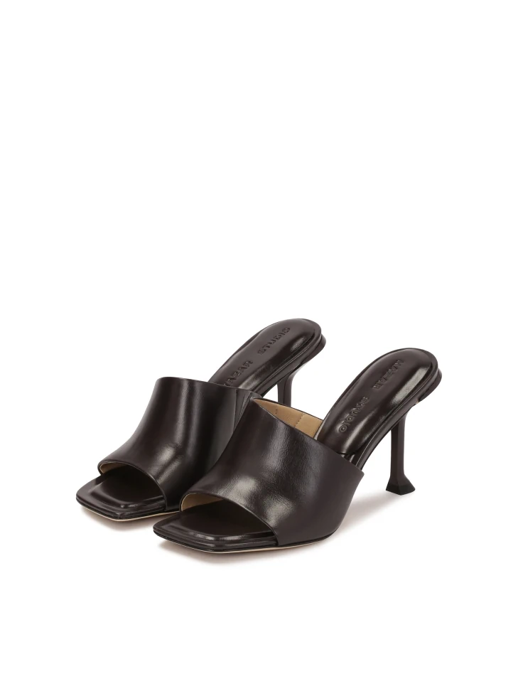 Kazar Dark Brown Mules With A Cup Heel