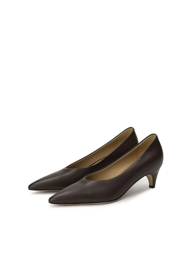 Kazar Dark Brown Pumps With Extended Nose