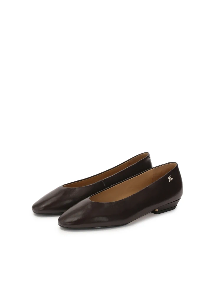 Kazar Dark Brown Pumps With Slightly Rounded Nose