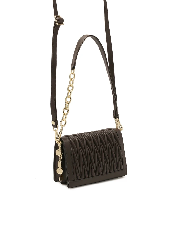 Kazar Dark Brown Quilted Pattern Handbag