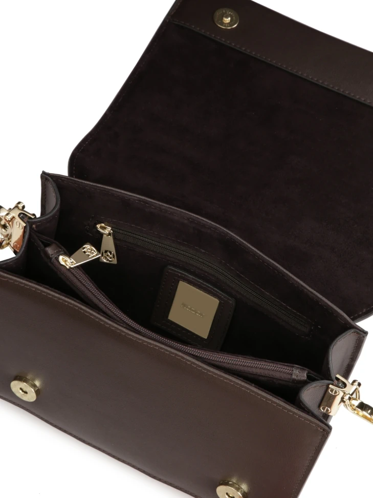 Kazar Dark Brown Quilted Pattern Handbag
