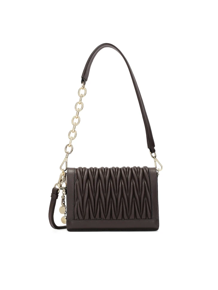 kazar Dark brown quilted pattern handbag