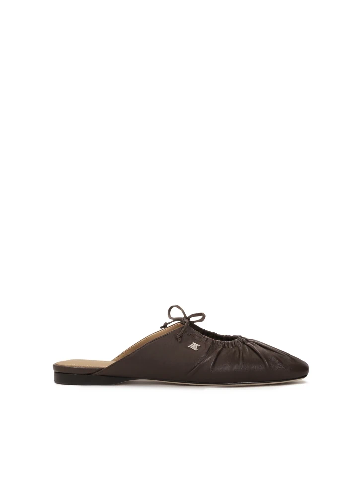 kazar Dark brown slides with crinkle upper