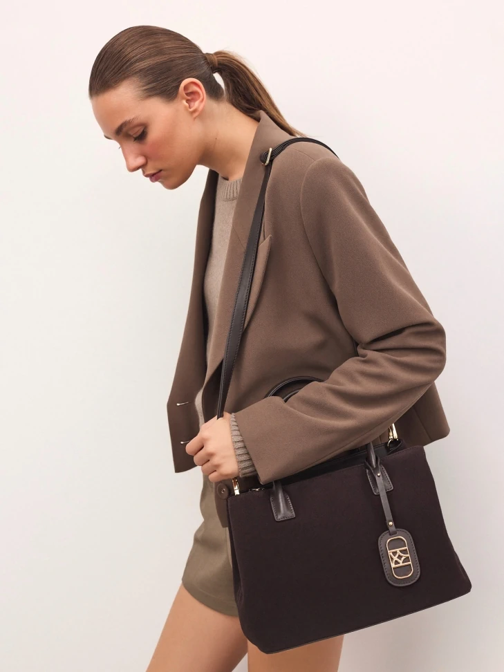 Kazar Dark Brown Suede Handbag