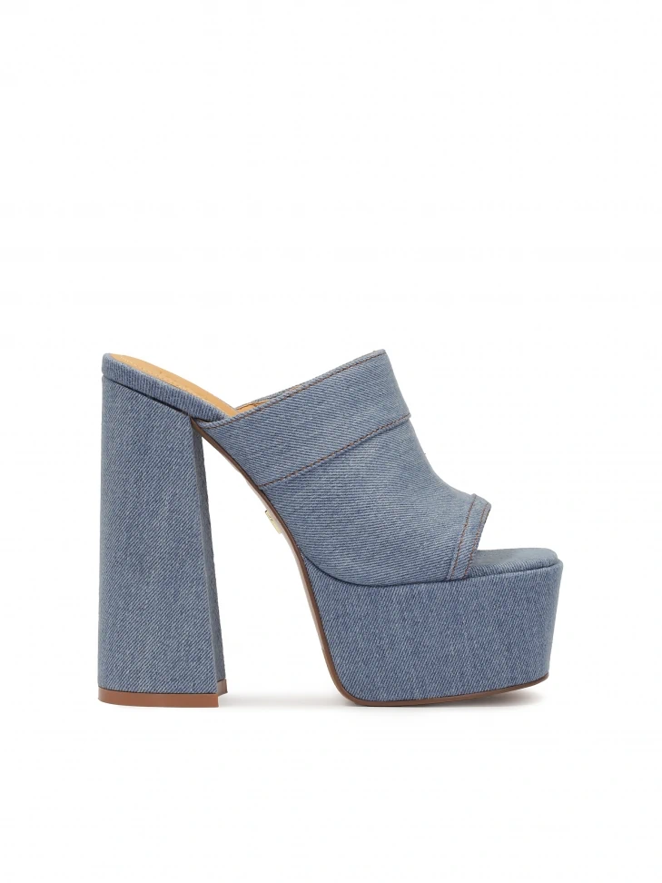kazar Denim mules with platform and high heel
