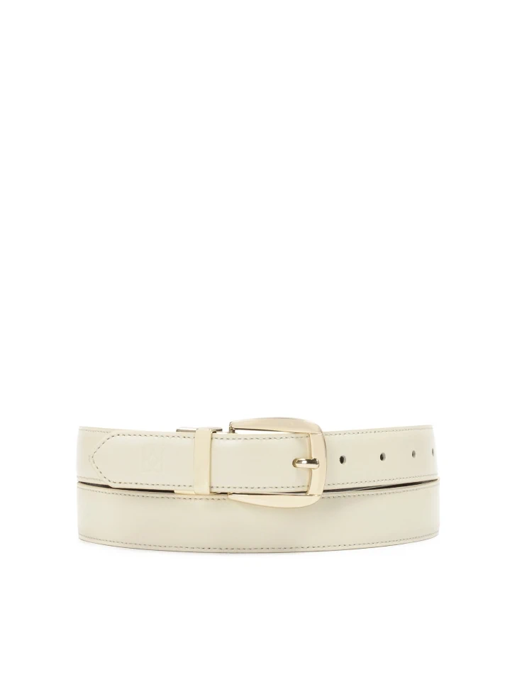 Kazar Double-sided Black And Cream Leather Belt