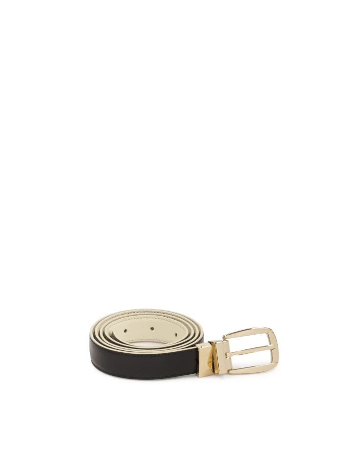 Kazar Double-sided Black And Cream Leather Belt
