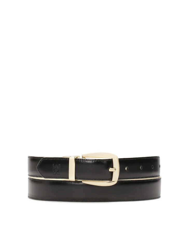 kazar Double-sided black and cream leather belt