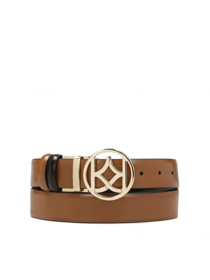 Kazar Double-sided Leather Belt With Round Buckle
