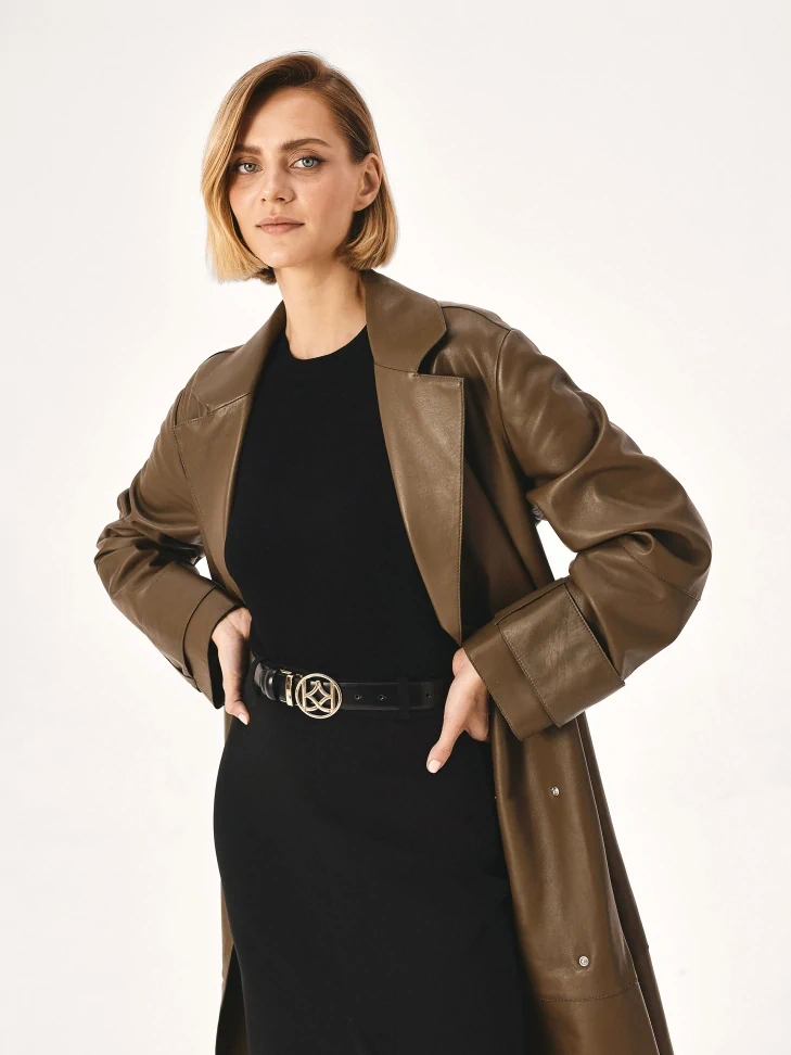 Kazar Double-sided Leather Belt With Round Buckle