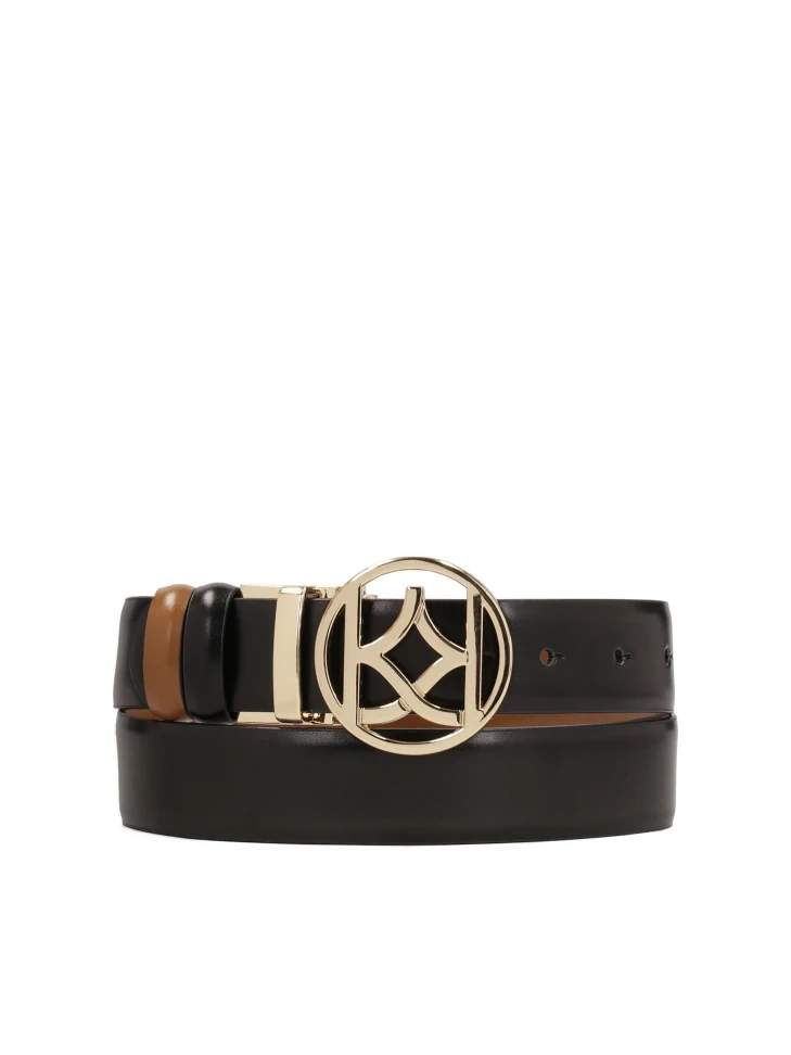 kazar Double-sided leather belt with round buckle